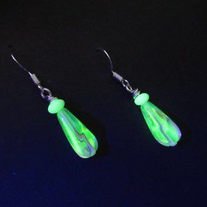 Uranium glass vintage bead earrings